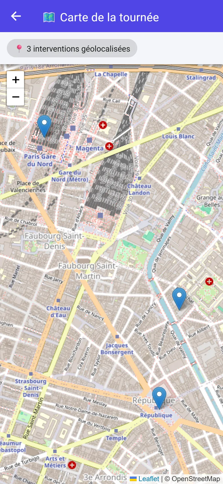 Application maraude : cartographie des interventions et lieux de vie